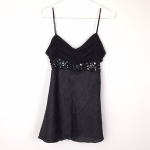 Jump vintage Y2K babydoll tank top sequins whimsigoth witchy fairy grunge black